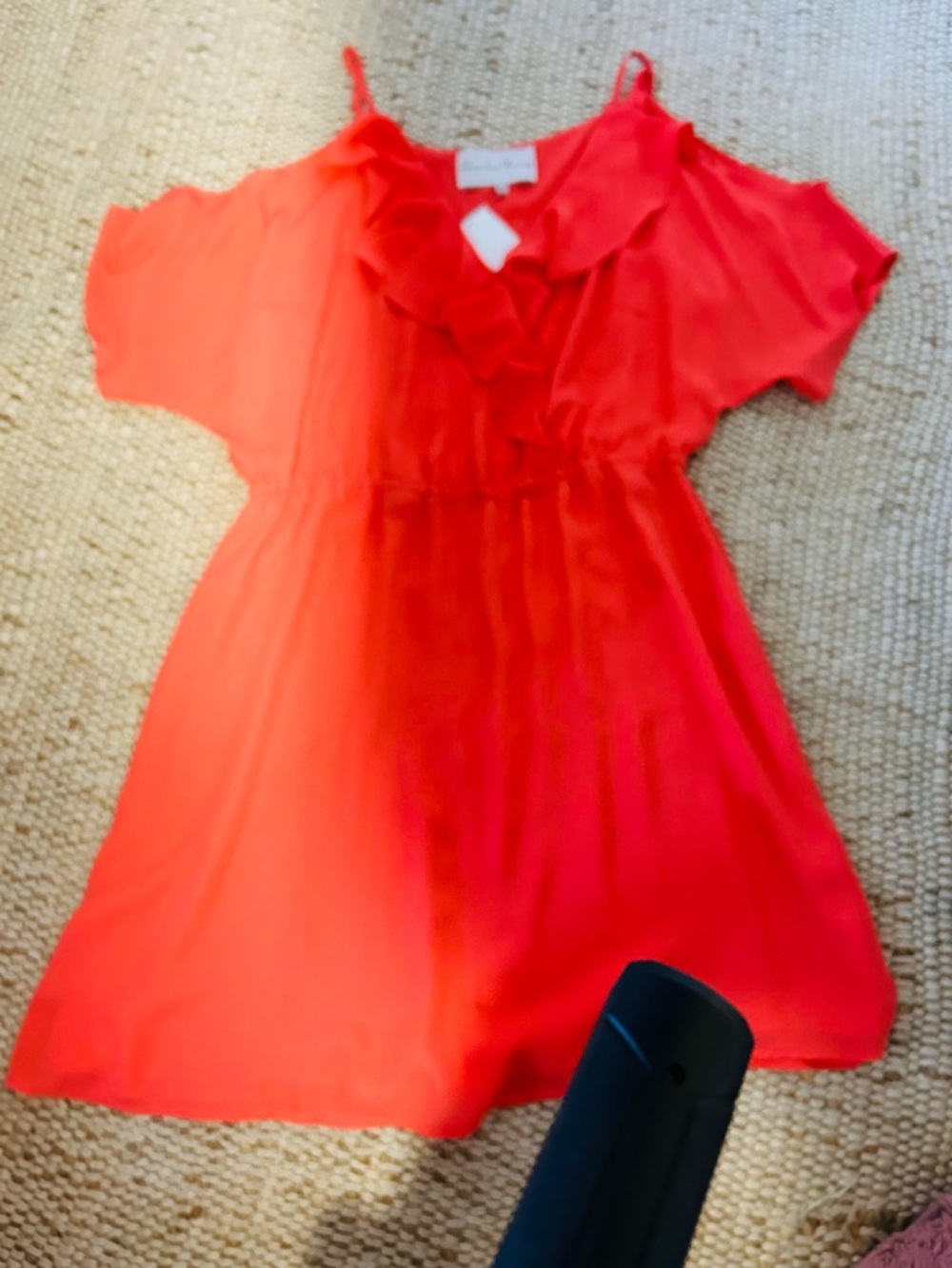Coral Ruffle V-Neck Mini Dress - Picture 5 of 11